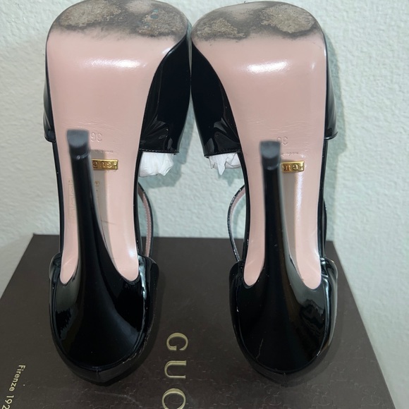 Gucci Black Patent Leather Vernice Crystal/Napa Charlott Nero Size IT 36, US 6. - Picture 9 of 16